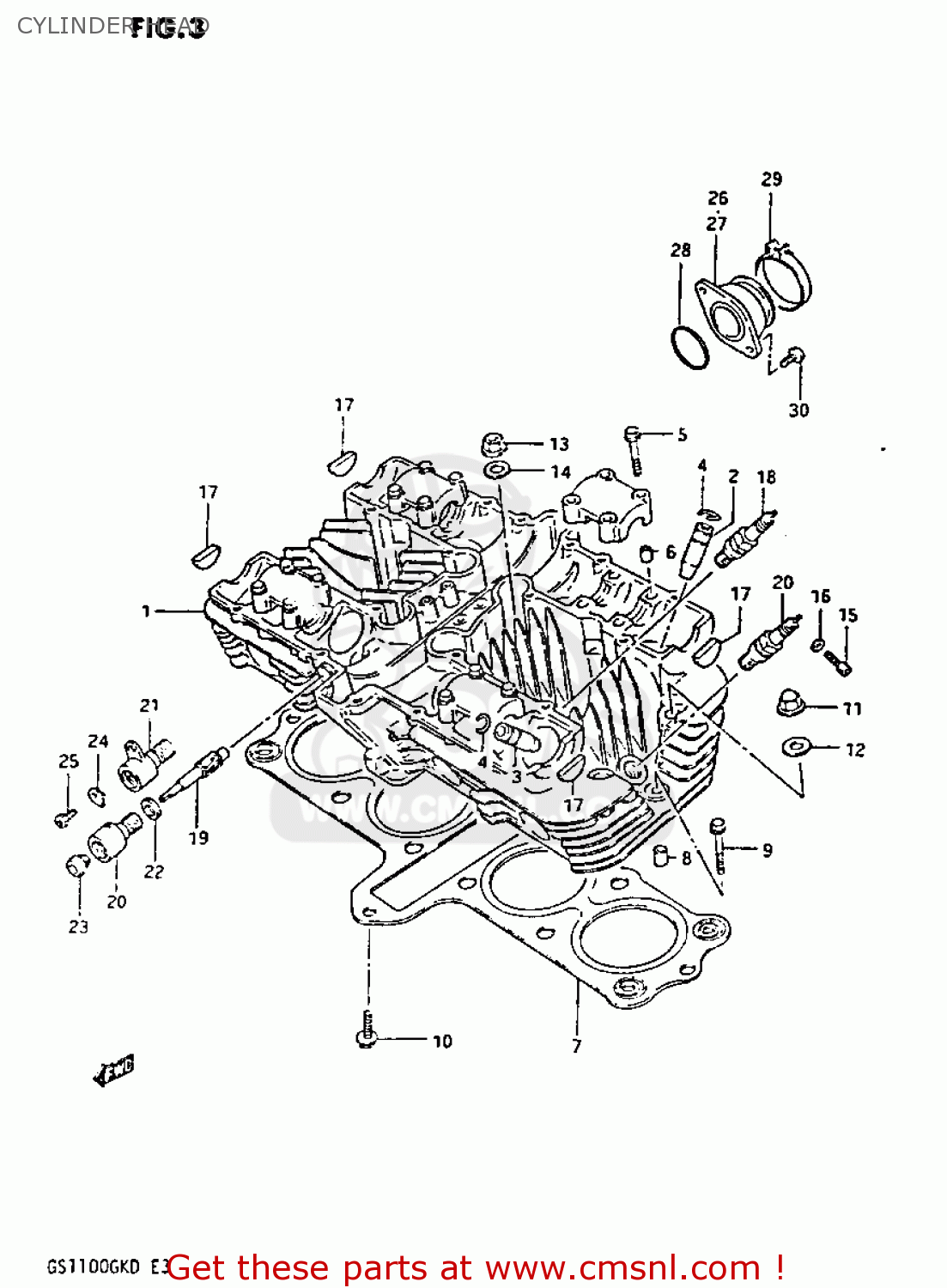 CYLINDER HEAD GS1100GK 1983 (D) GENERAL EXPORT (E01)