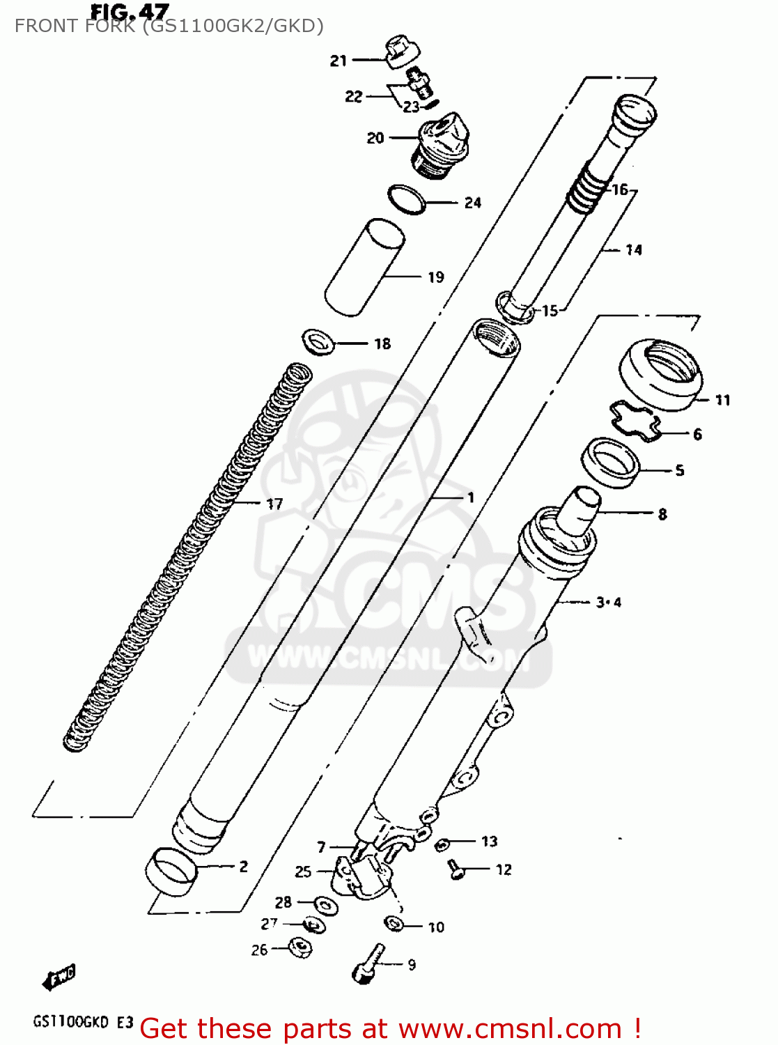FRONT FORK (GS1100GK2/GKD) GS1100GK 1983 (D) GENERAL EXPORT (E01)