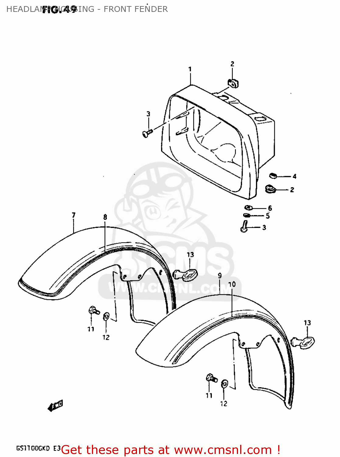 HEADLAMP HOUSING - FRONT FENDER GS1100GK 1983 (D) GENERAL EXPORT (E01)