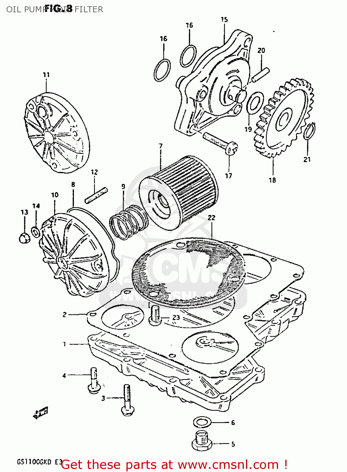 OIL PUMP - OIL FILTER GS1100GK 1983 (D) GENERAL EXPORT (E01)