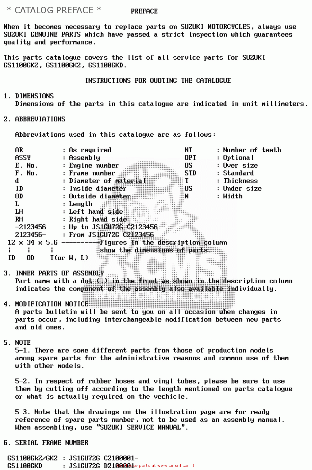 * CATALOG PREFACE * GS1100GK 1983 (D) GENERAL EXPORT (E01)