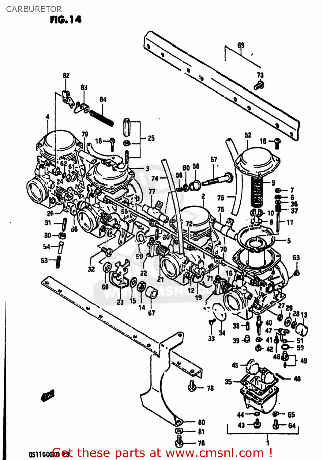 Suzuki GS1100GK 1983 (D) USA (E03) CARBURETOR - buy original CARBURETOR ...