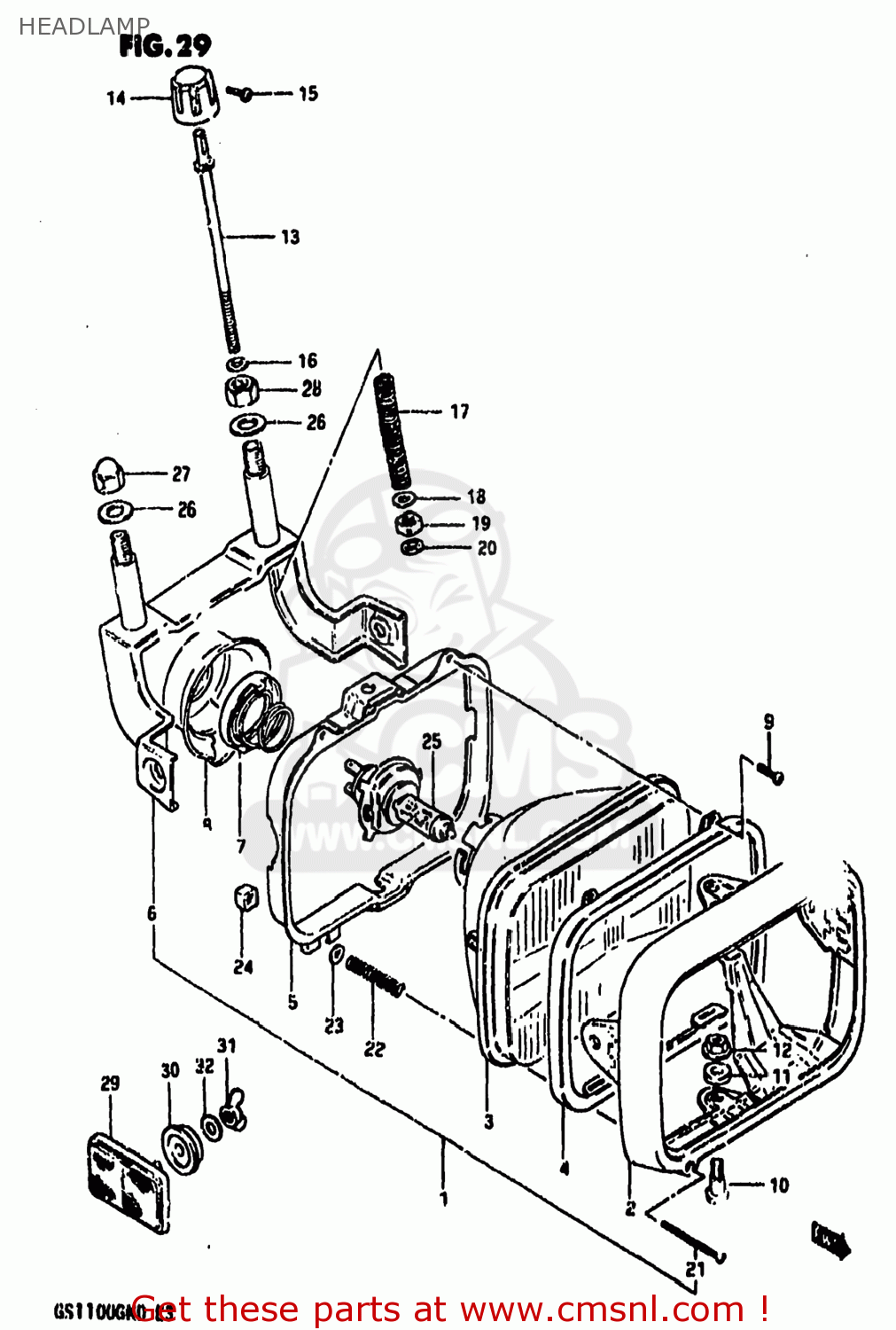 HEADLAMP GS1100GK 1983 (D) USA (E03)