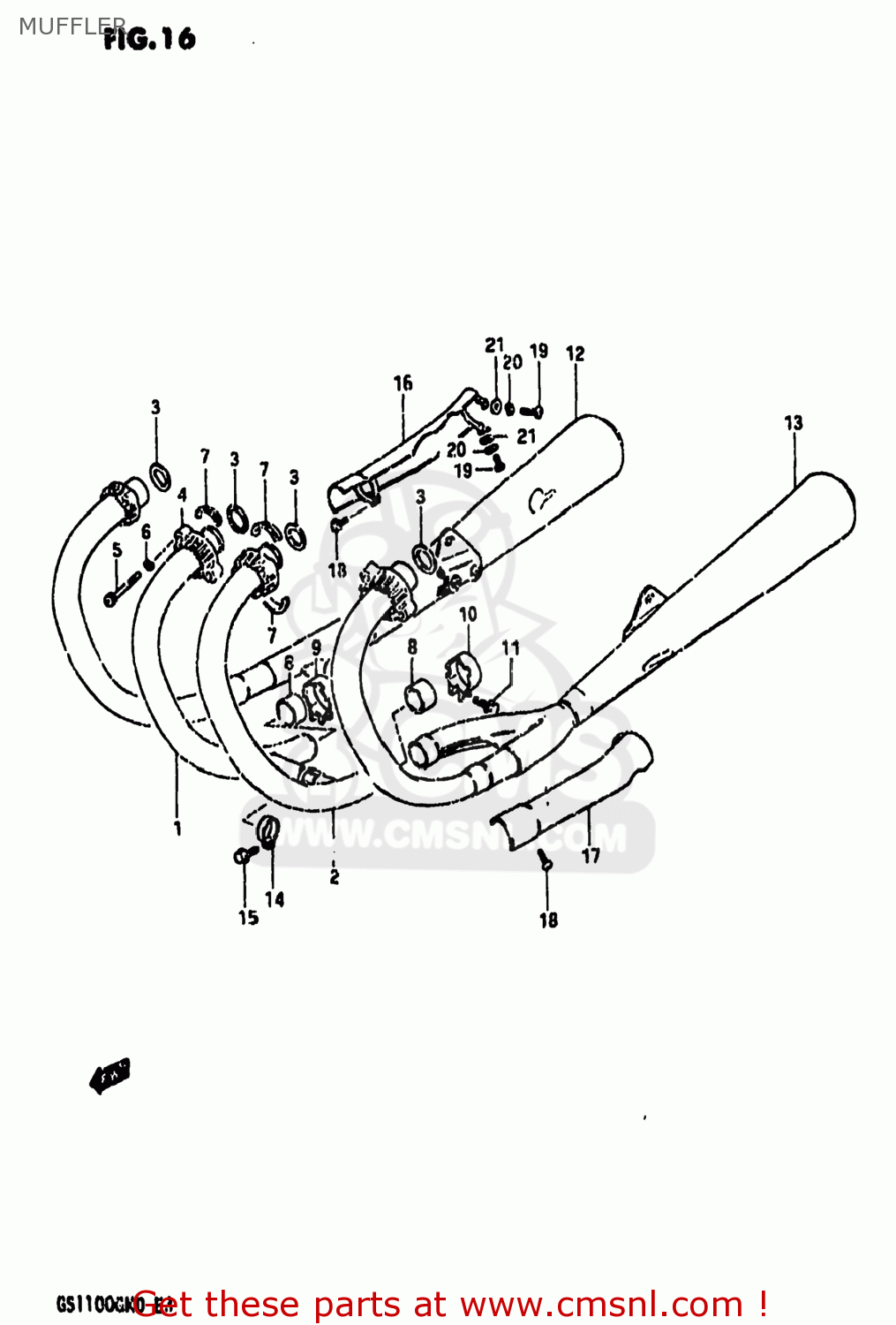 MUFFLER GS1100GK 1983 (D) USA (E03)
