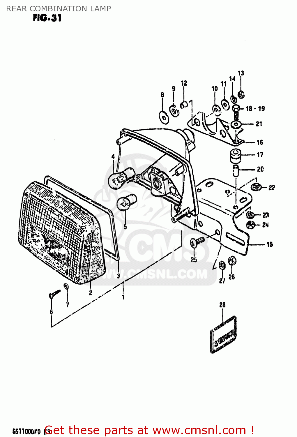 REAR COMBINATION LAMP GS1100GK 1983 (D) USA (E03)