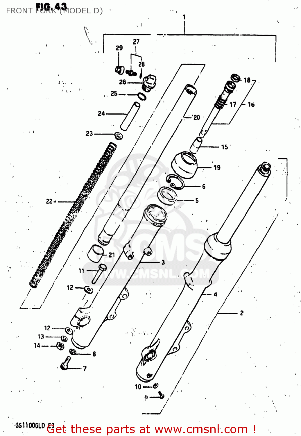 FRONT FORK (MODEL D) GS1100GL 1982 (Z) USA (E03)