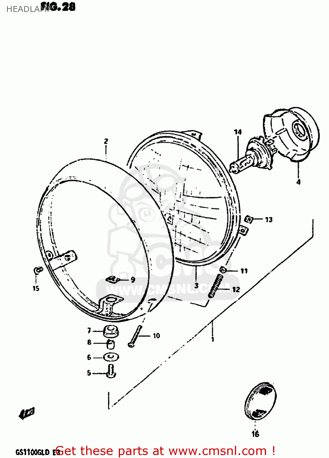 HEADLAMP GS1100GL 1982 (Z) USA (E03)