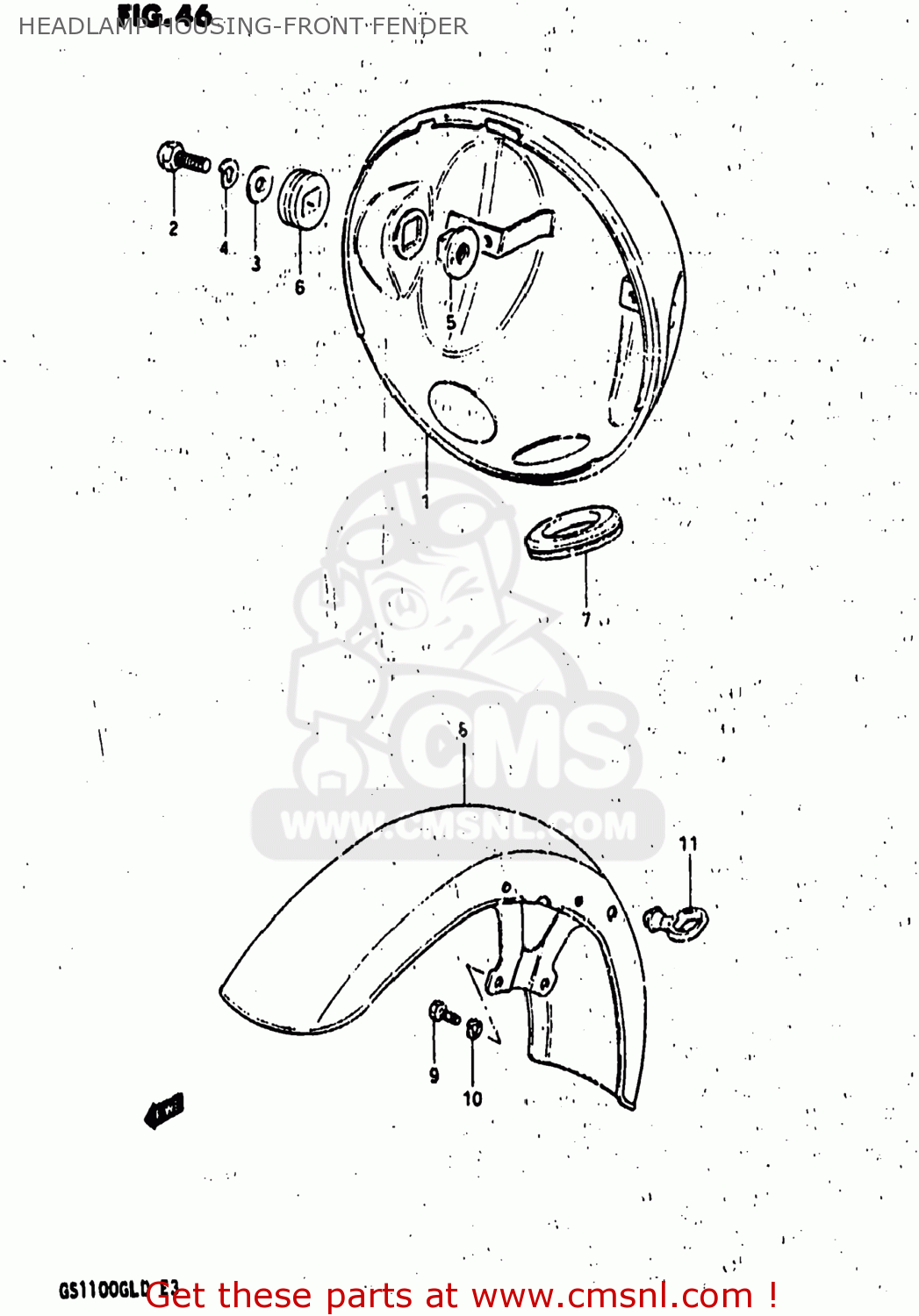 HEADLAMP HOUSING-FRONT FENDER GS1100GL 1982 (Z) USA (E03)