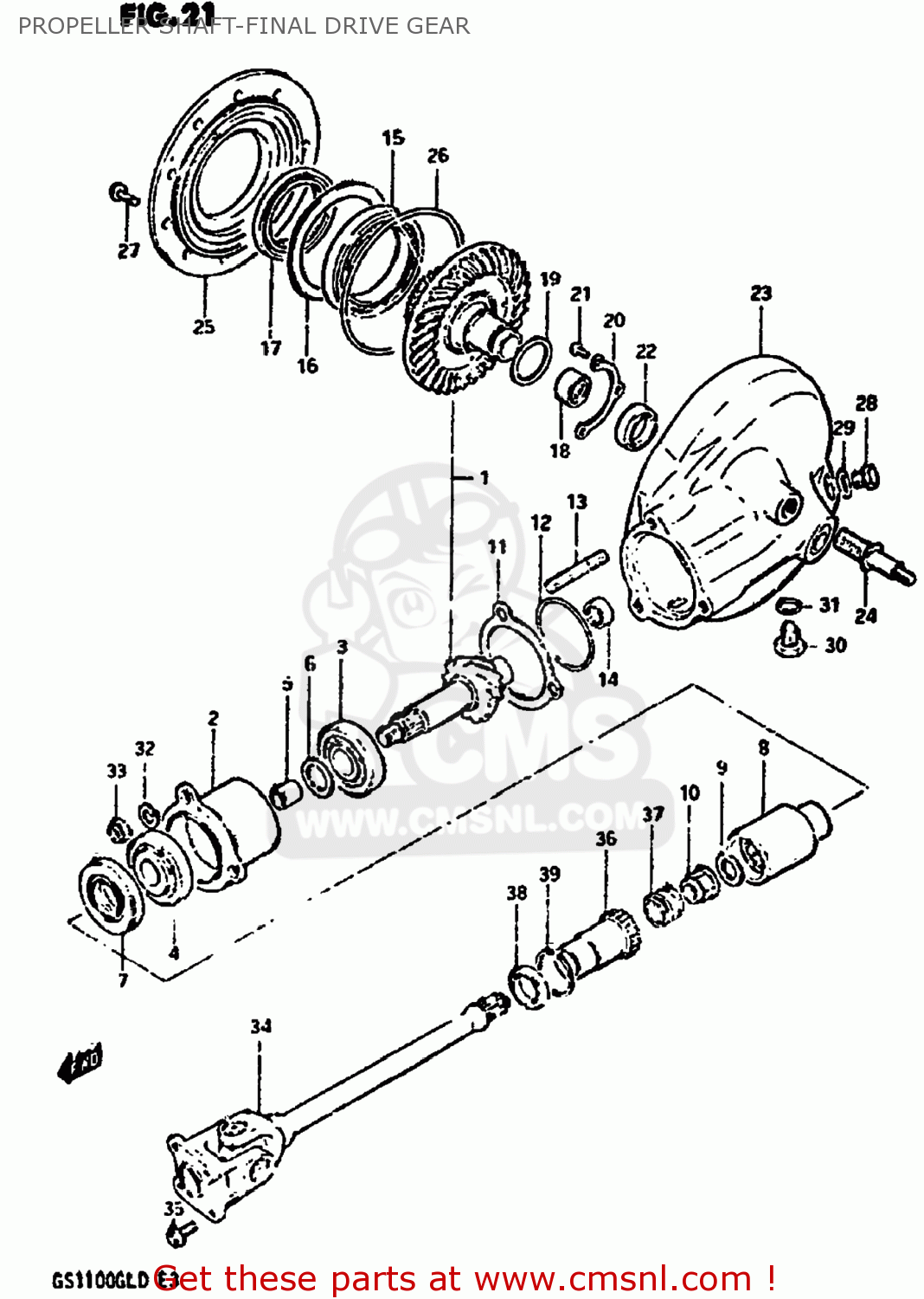 PROPELLER SHAFT-FINAL DRIVE GEAR GS1100GL 1982 (Z) USA (E03)