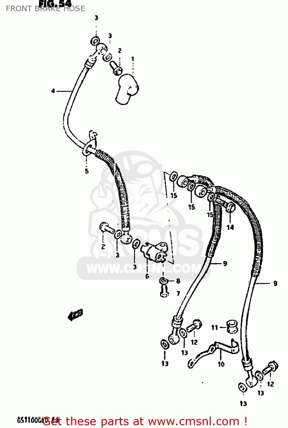 FRONT BRAKE HOSE GS1100GL 1983 (D) USA (E03)