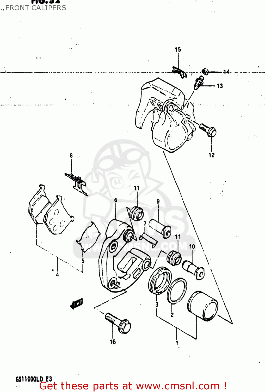 FRONT CALIPERS GS1100GL 1983 (D) USA (E03)