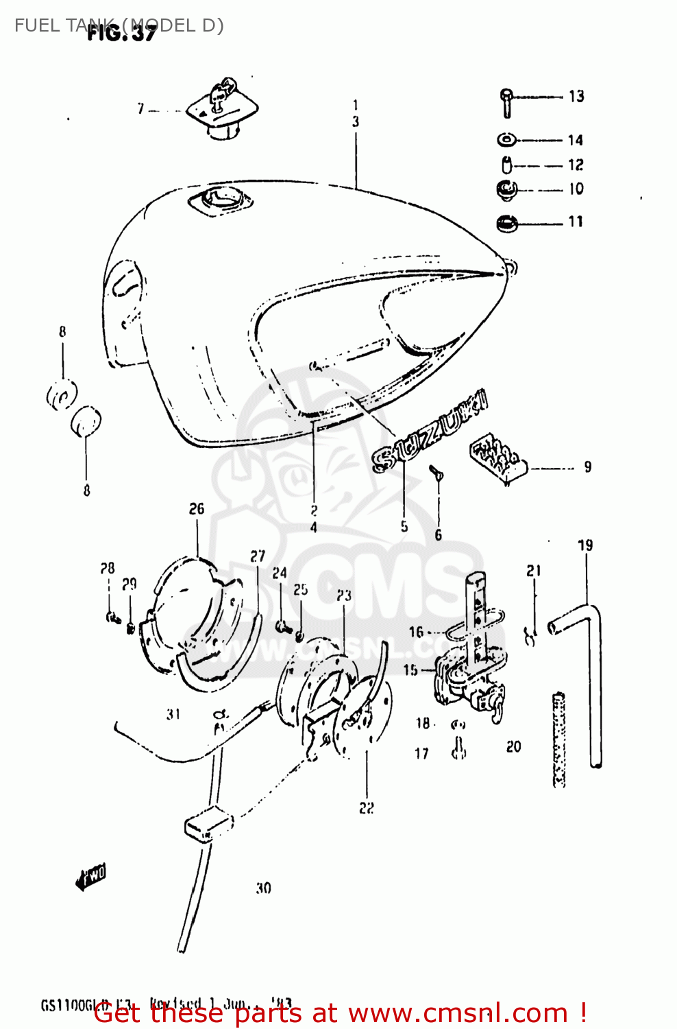FUEL TANK (MODEL D) GS1100GL 1983 (D) USA (E03)