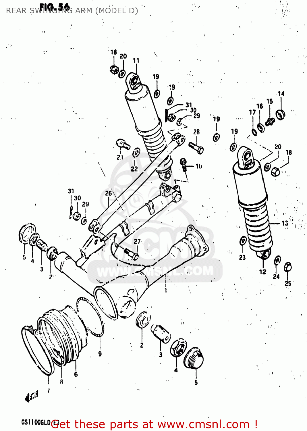 REAR SWINGING ARM (MODEL D) GS1100GL 1983 (D) USA (E03)