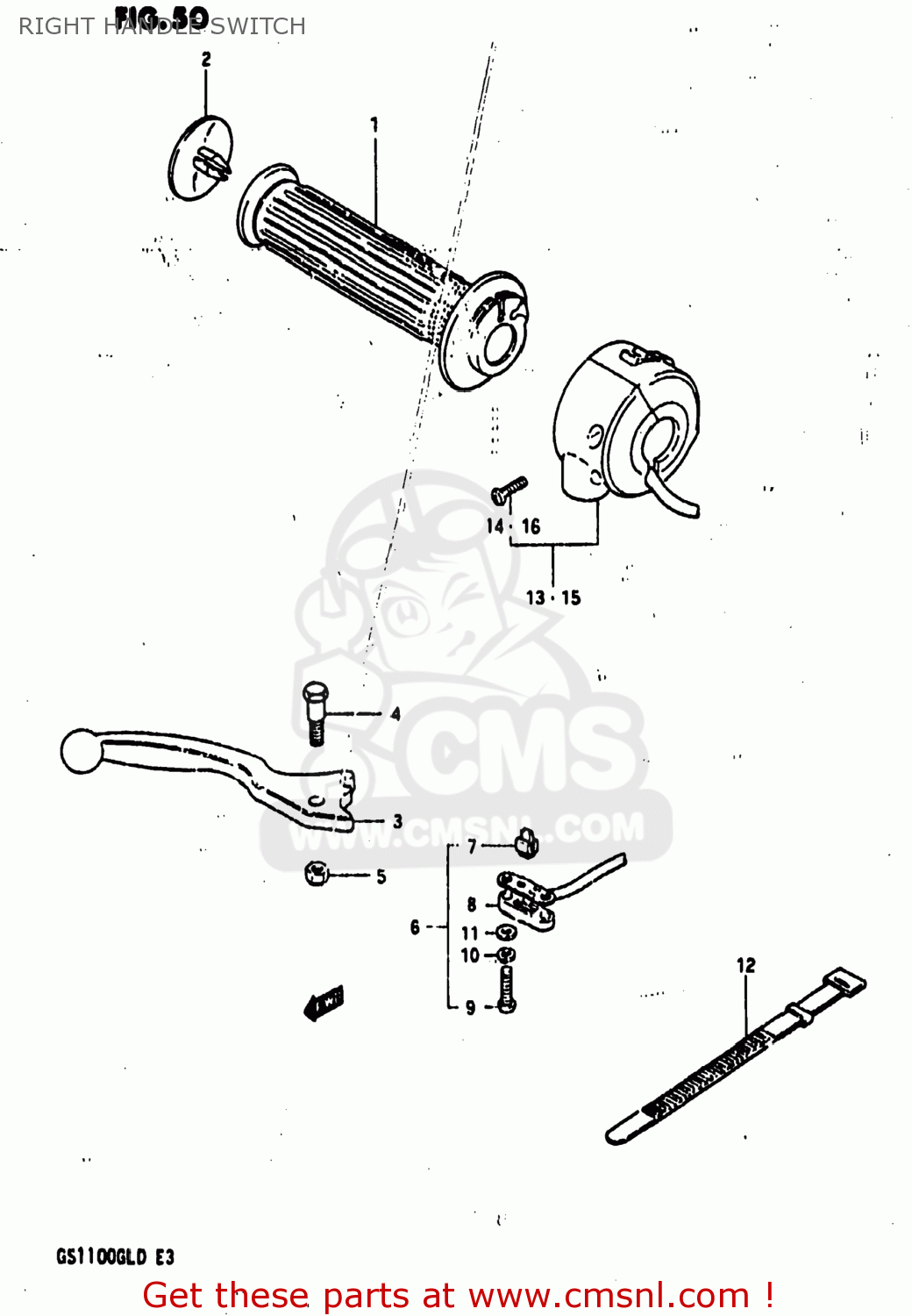 RIGHT HANDLE SWITCH GS1100GL 1983 (D) USA (E03)