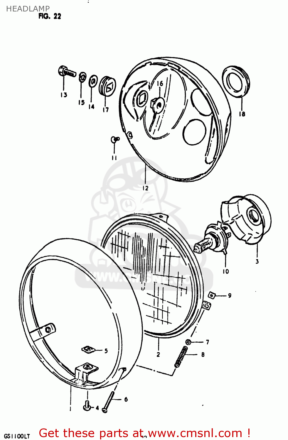 HEADLAMP GS1100LT 1980 (T) USA (E03)