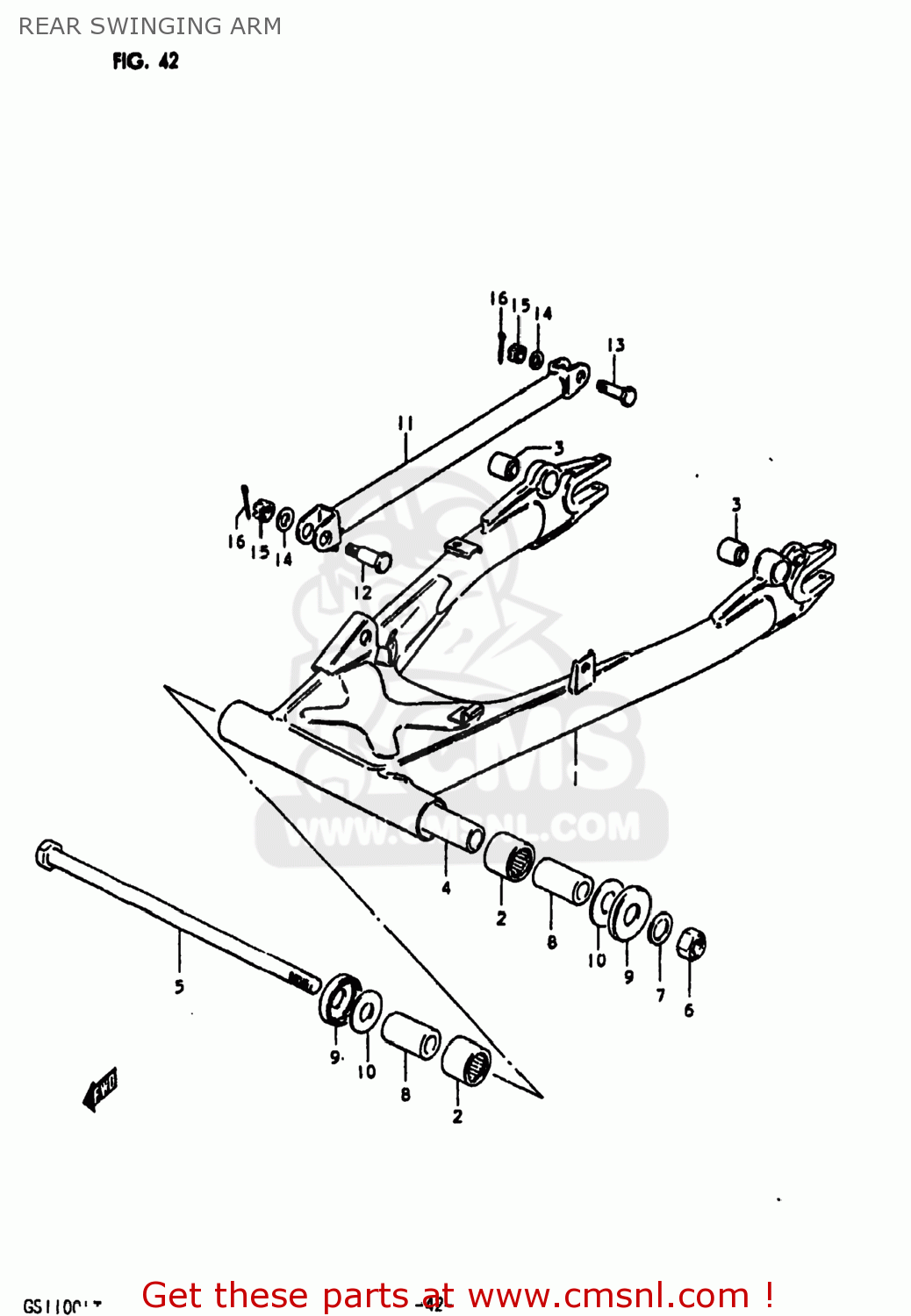 REAR SWINGING ARM GS1100LT 1980 (T) USA (E03)