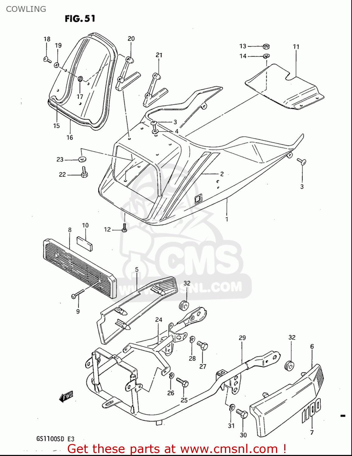 Suzuki GS1100S 1983 (D) USA (E03) COWLING - buy original COWLING spares ...