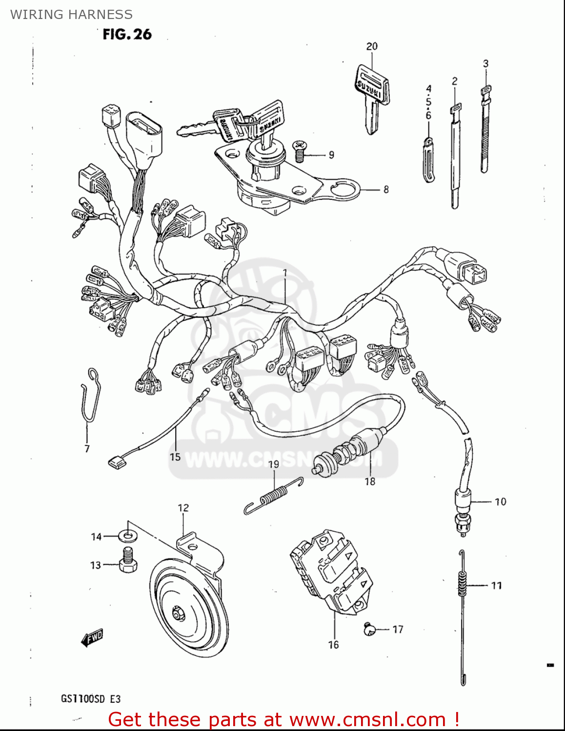 Suzuki GS1100S 1983 (D) USA (E03) WIRING HARNESS - buy original WIRING ...