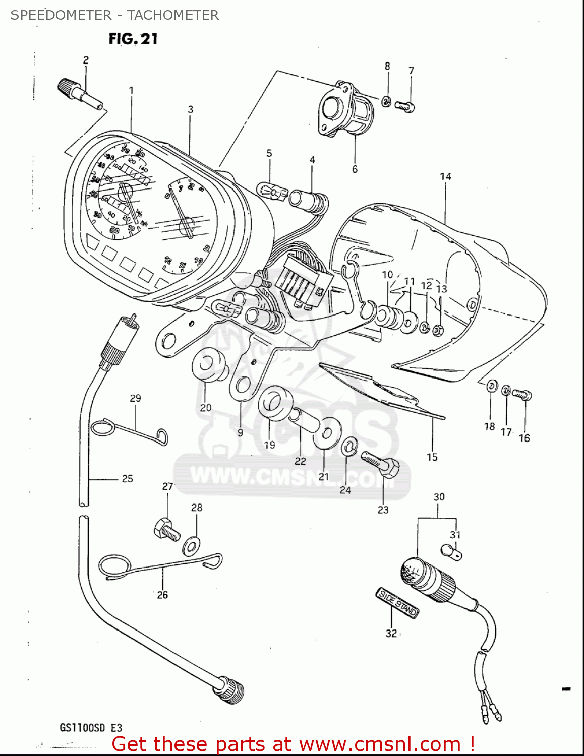 SPEEDOMETER - TACHOMETER GS1100S 1983 (D) USA (E03)