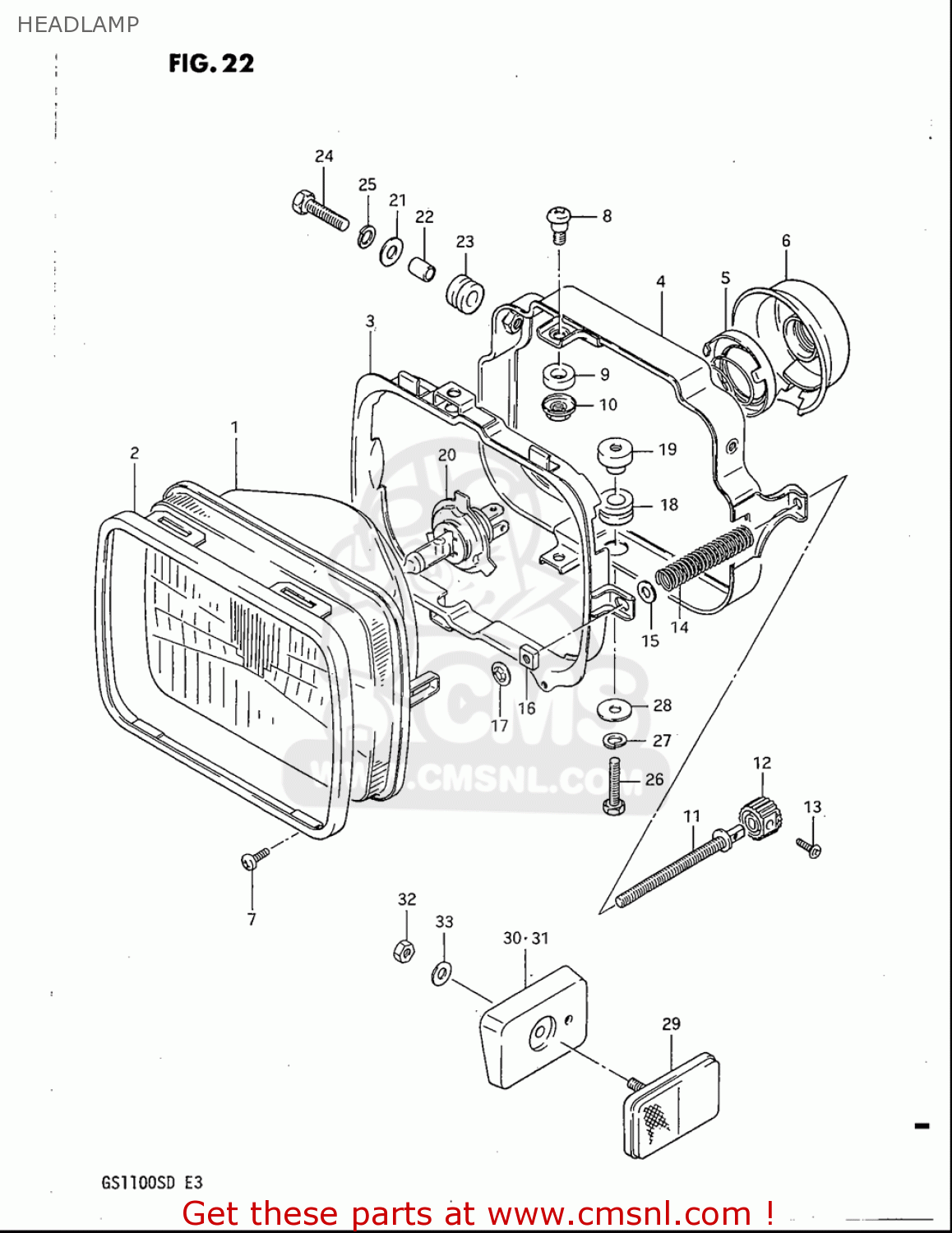 HEADLAMP GS1100S 1983 (D) USA (E03)