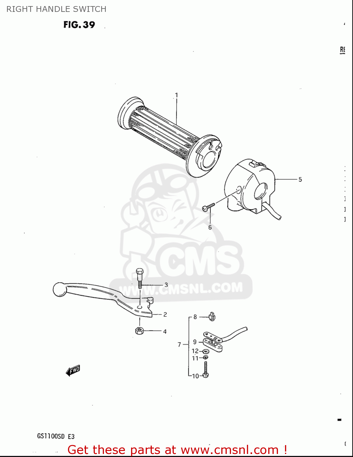 RIGHT HANDLE SWITCH GS1100S 1983 (D) USA (E03)
