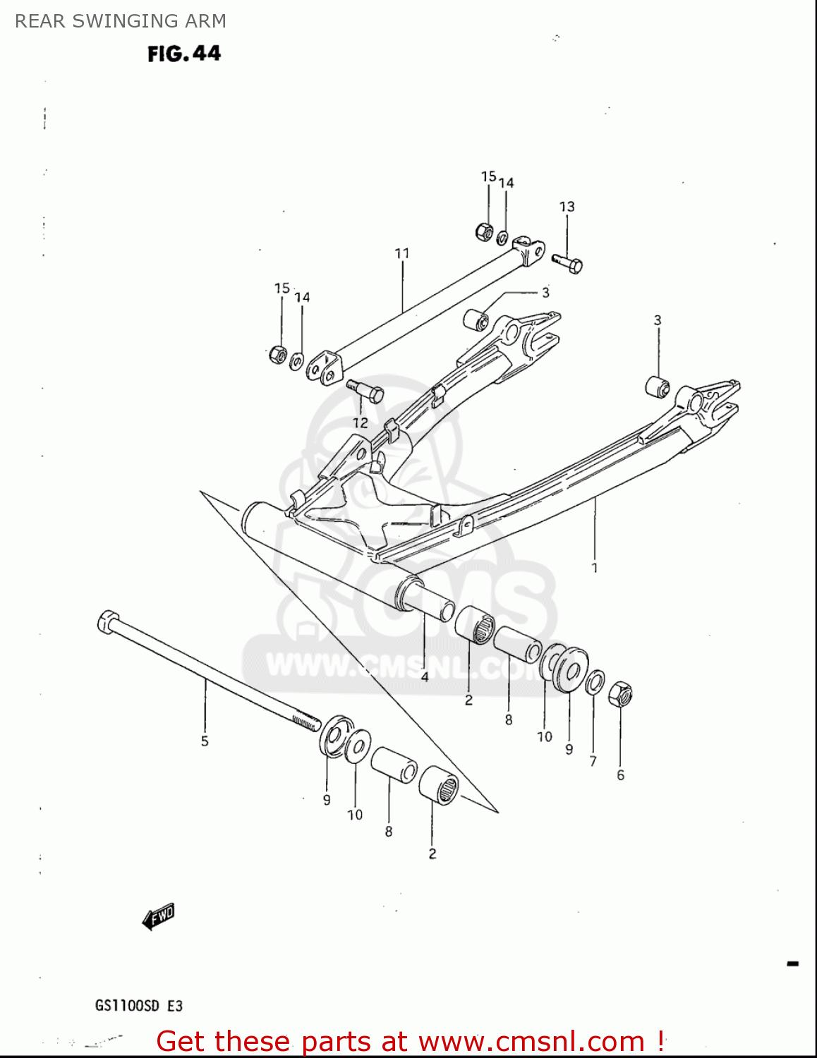REAR SWINGING ARM GS1100S 1983 (D) USA (E03)