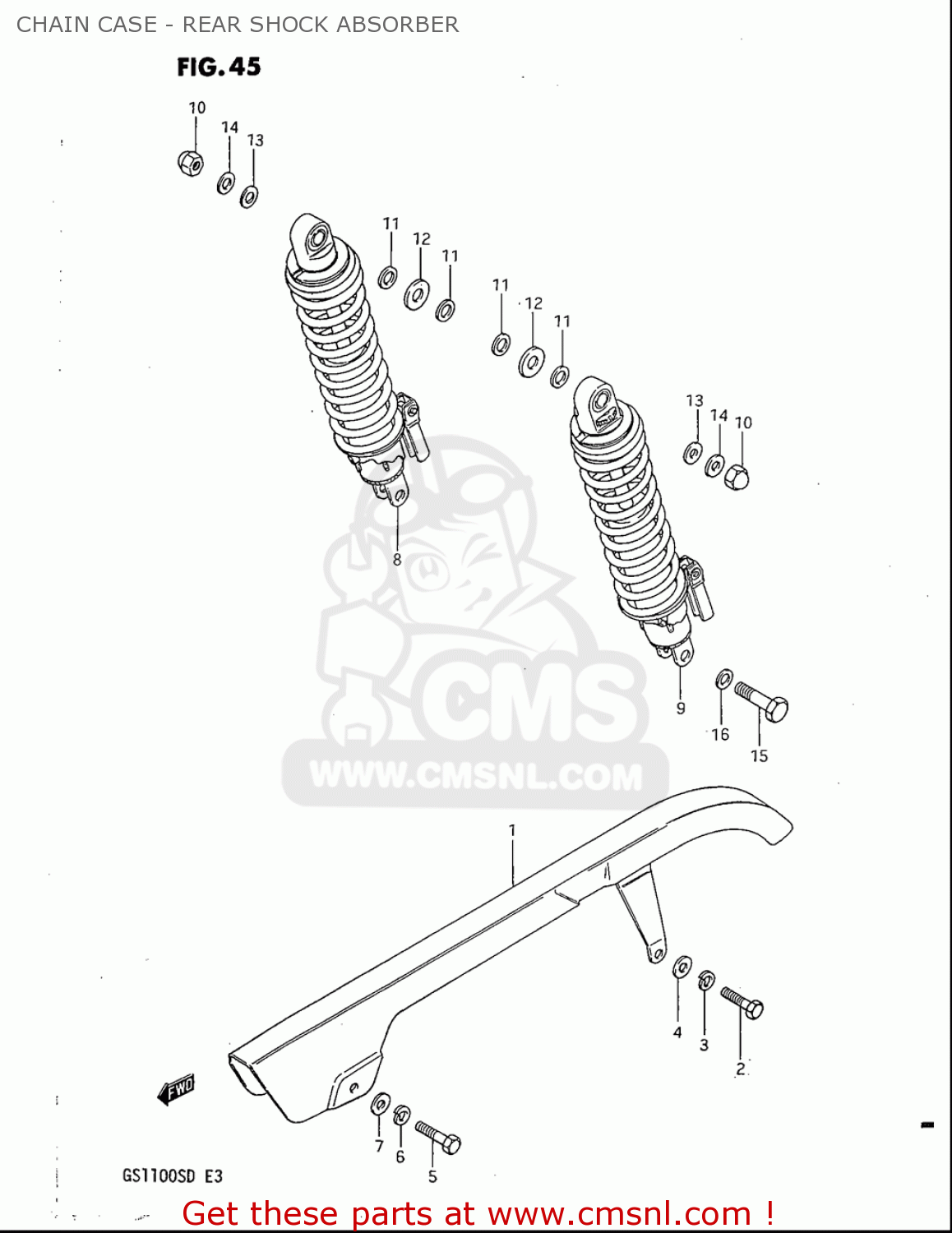 CHAIN CASE - REAR SHOCK ABSORBER GS1100S 1983 (D) USA (E03)