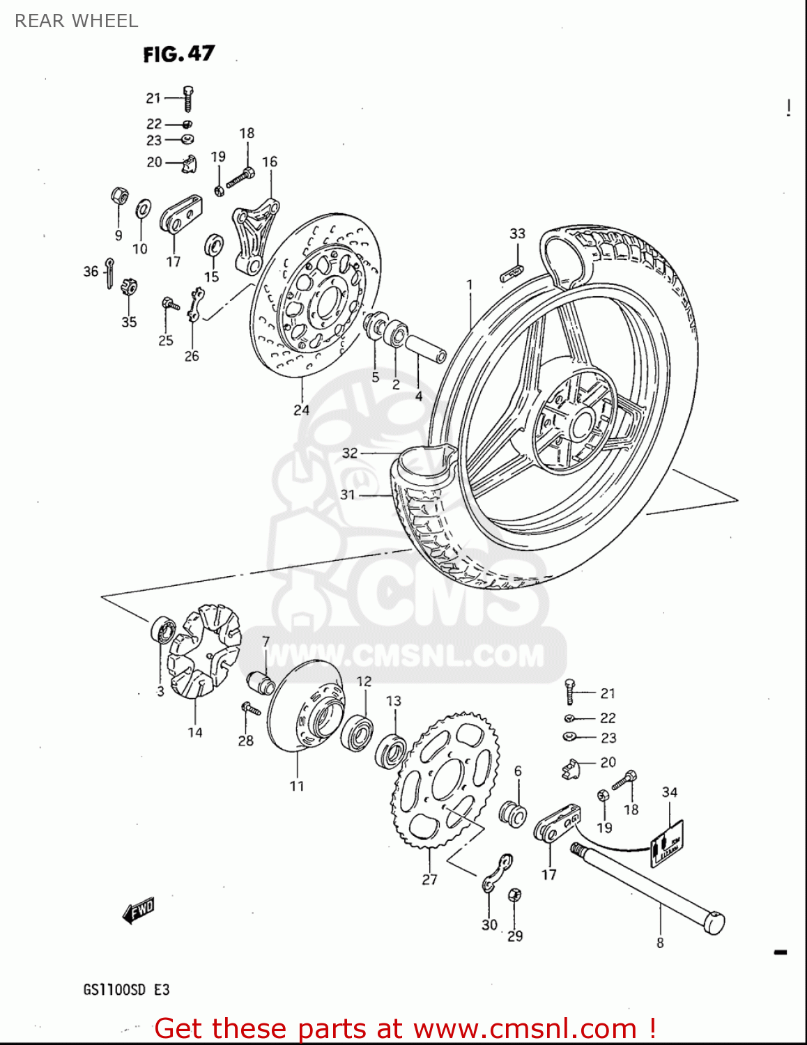 REAR WHEEL GS1100S 1983 (D) USA (E03)