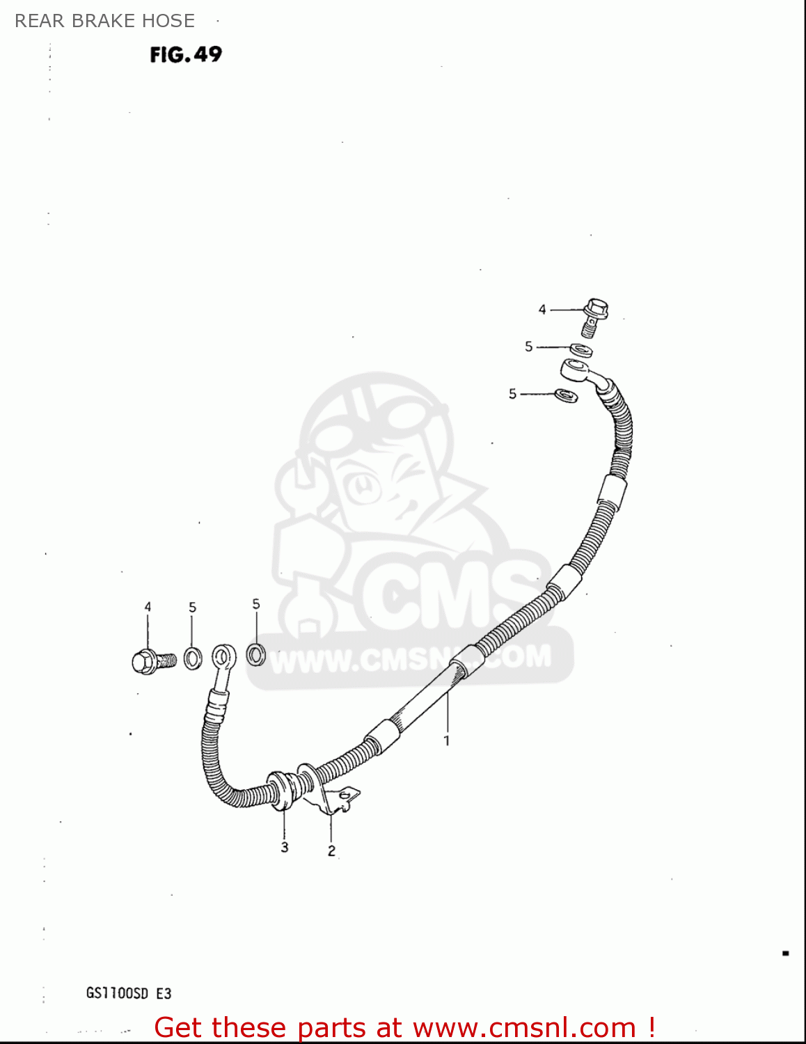 REAR BRAKE HOSE GS1100S 1983 (D) USA (E03)