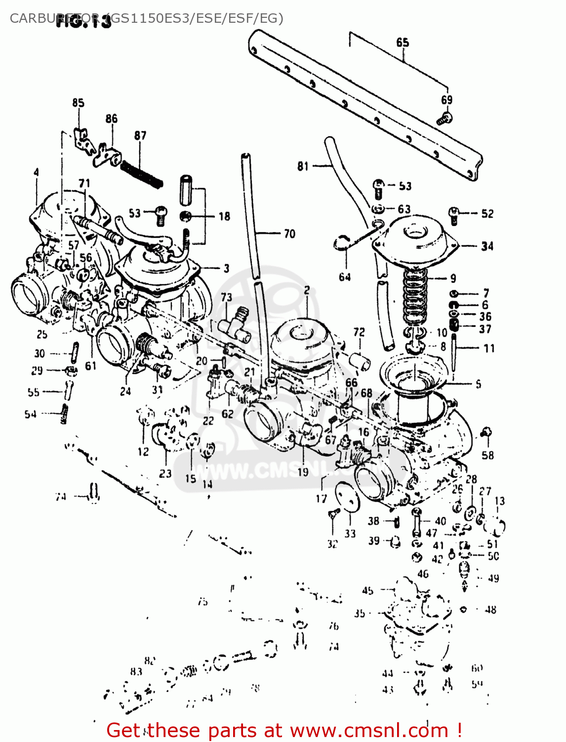 Suzuki GS1150 1984 (E) USA (E03) CARBURETOR (GS1150ES3/ESE/ESF/EG ...