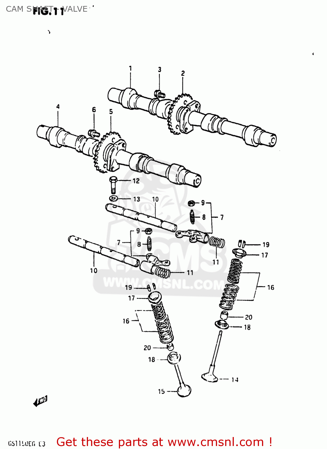 CAM SHAFT - VALVE GS1150 1984 (E) USA (E03)