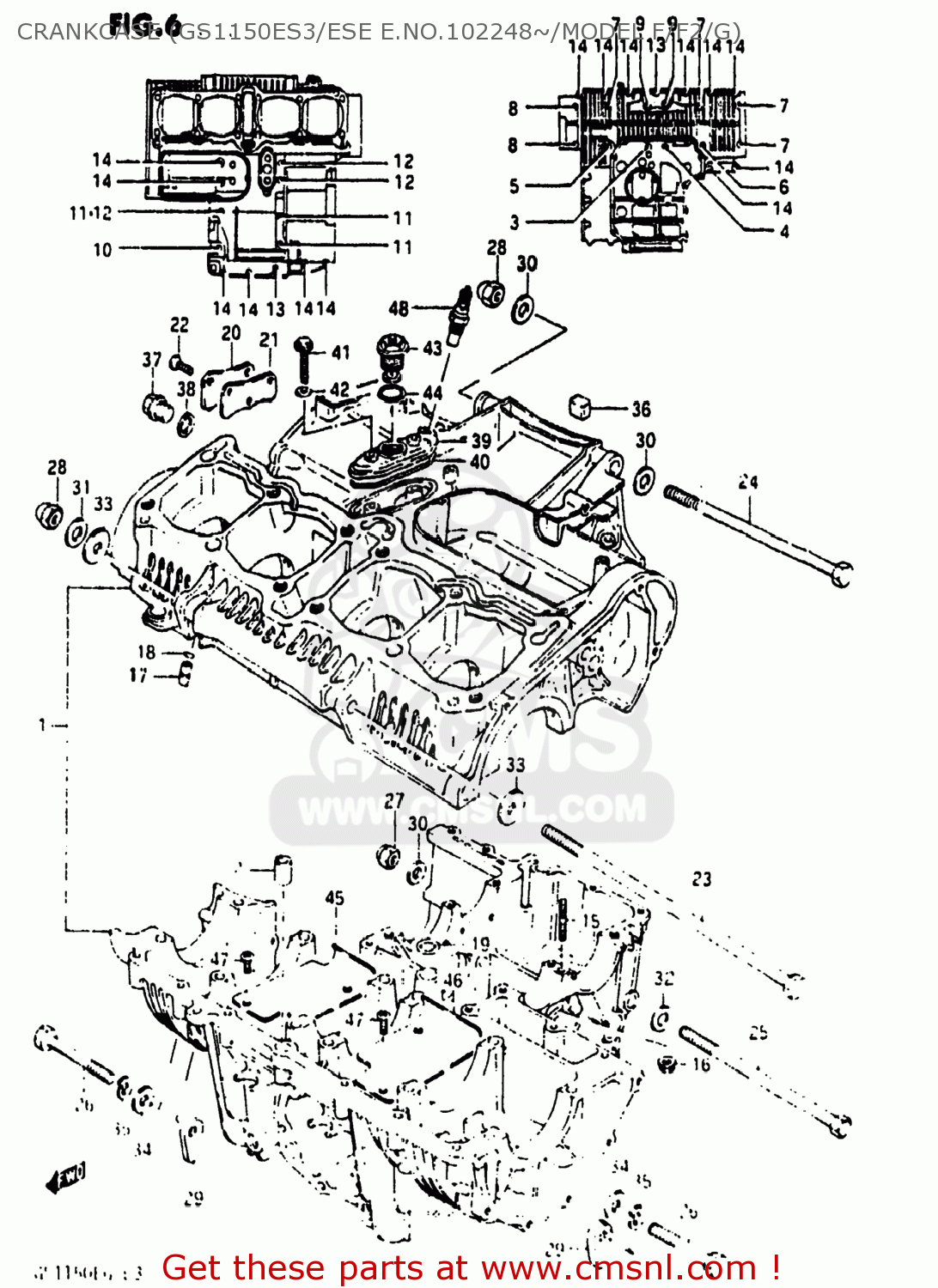 CRANKCASE (GS1150ES3/ESE E.NO.102248~/MODEL F/F2/G) GS1150 1984 (E) USA (E03)