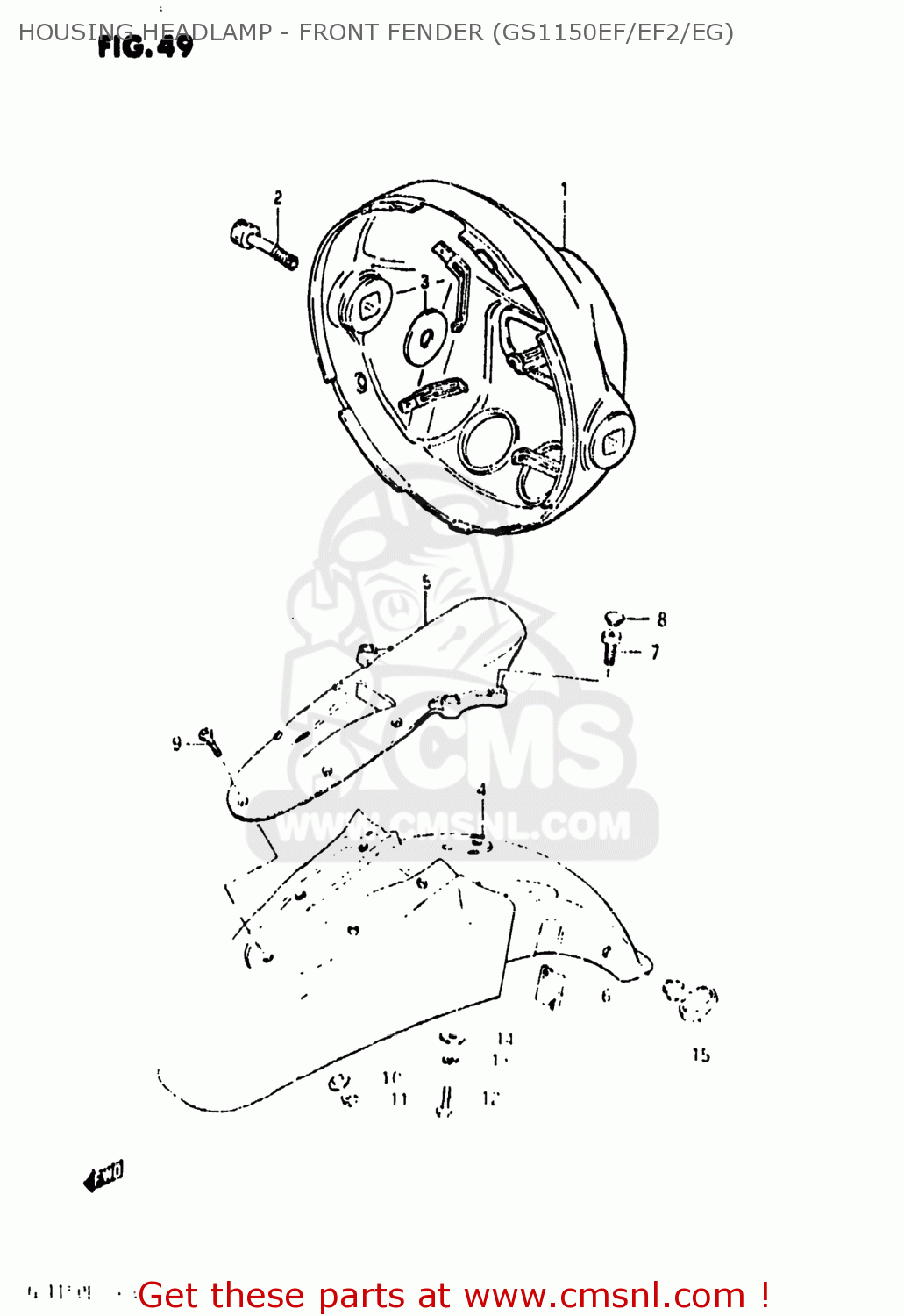 HOUSING HEADLAMP - FRONT FENDER (GS1150EF/EF2/EG) GS1150EF 1984 (E) USA (E03)