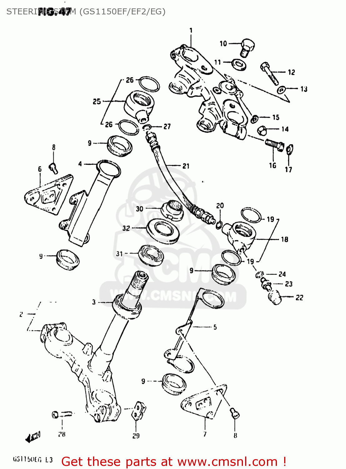 STEERING STEM (GS1150EF/EF2/EG) GS1150EF 1986 (G) USA (E03)