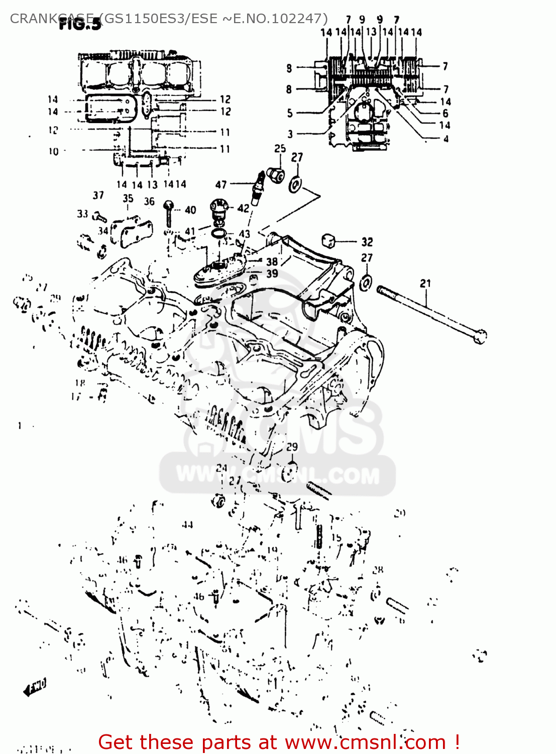 CRANKCASE (GS1150ES3/ESE ~E.NO.102247) GS1150EG 1984 (E) USA (E03)