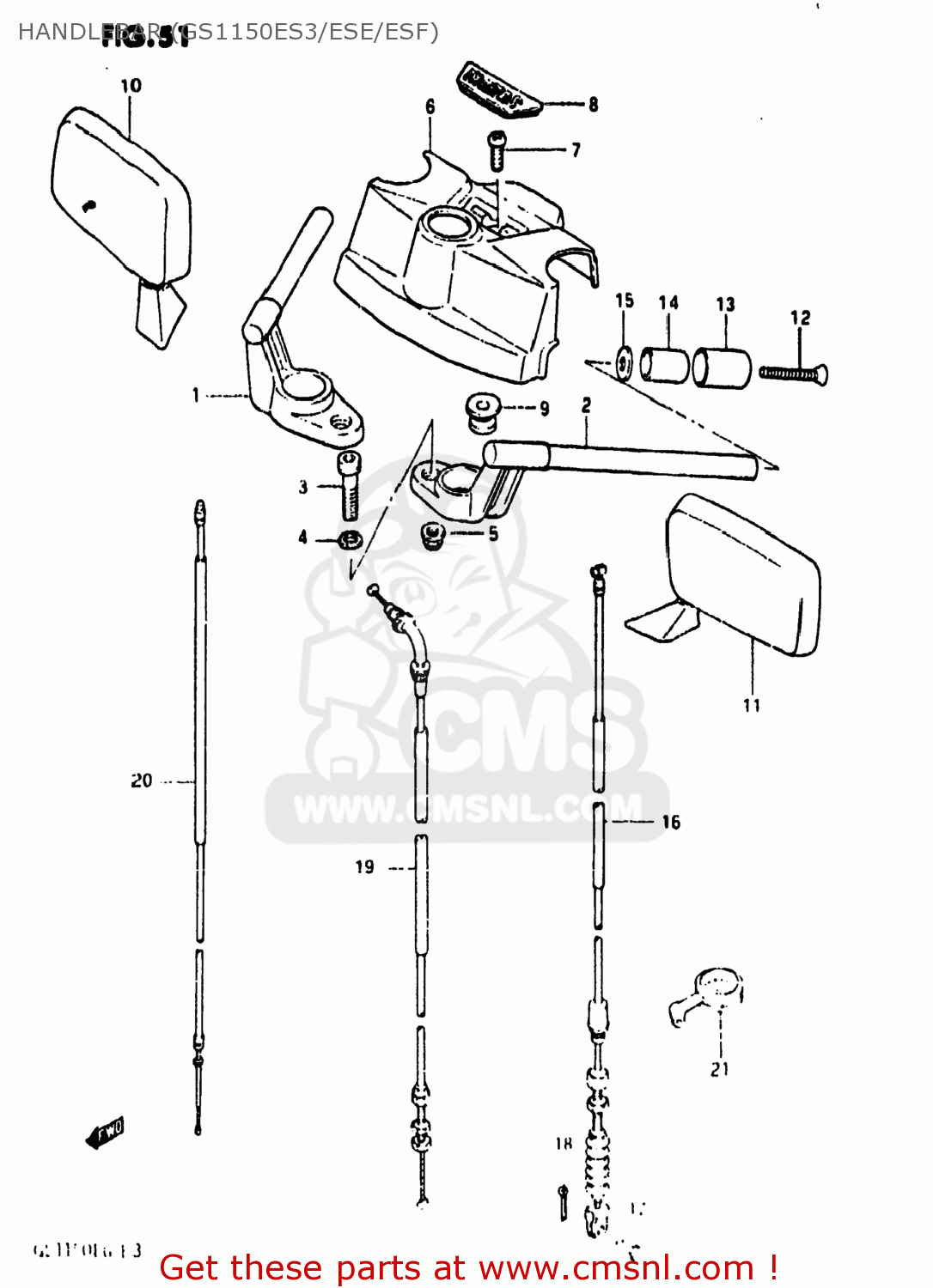 HANDLEBAR (GS1150ES3/ESE/ESF) GS1150EG 1984 (E) USA (E03)