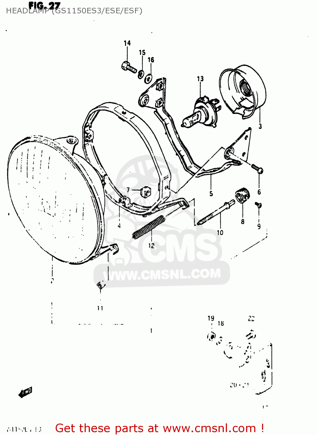 HEADLAMP (GS1150ES3/ESE/ESF) GS1150EG 1985 (F) USA (E03)