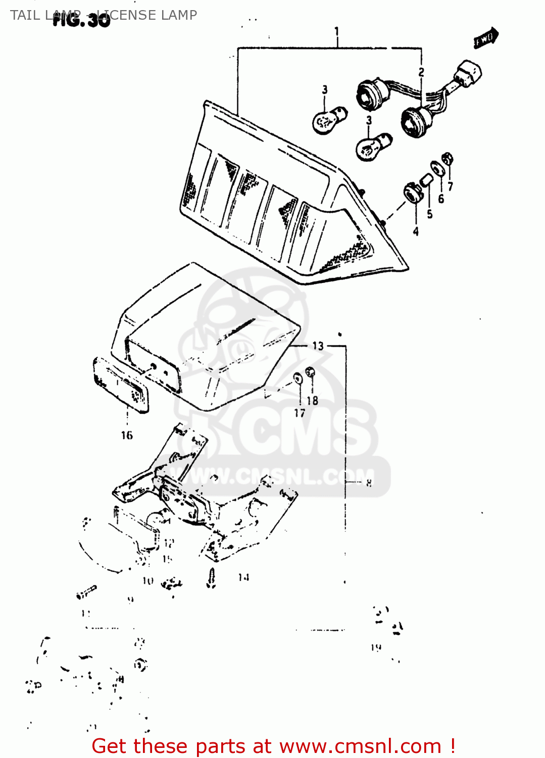TAIL LAMP - LICENSE LAMP GS1150ES3 1984 (E) USA (E03)