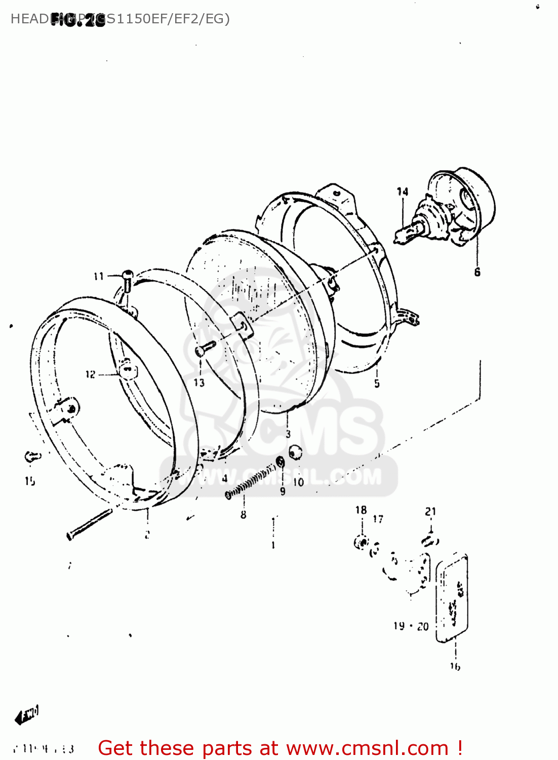 HEADLAMP (GS1150EF/EF2/EG) GS1150ESE 1986 (G) USA (E03)