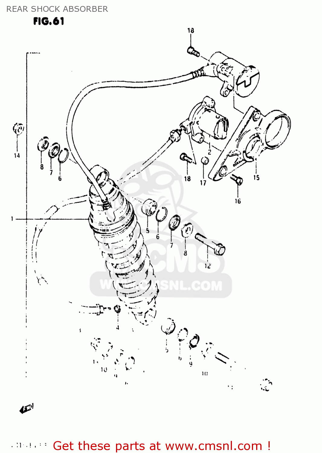 REAR SHOCK ABSORBER GS1150ESF 1985 (F) USA (E03)