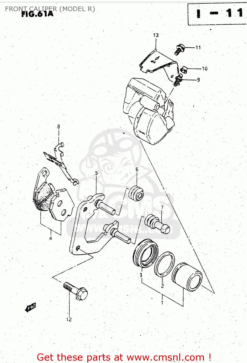 FRONT CALIPER (MODEL R) GS125 1982 (Z) GENERAL EXPORT UNITED KINGDOM (E01 E02)