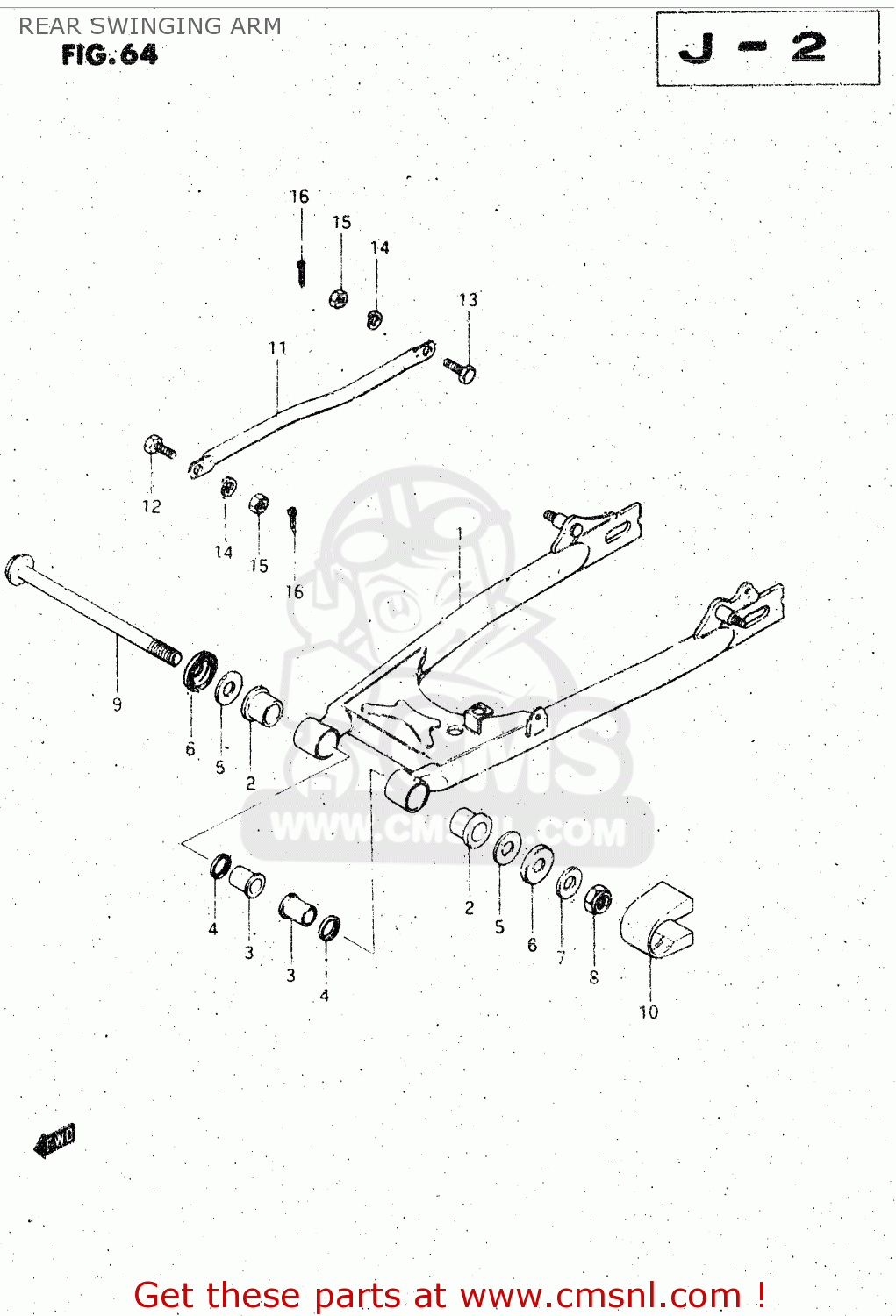 REAR SWINGING ARM GS125 1982 (Z) GENERAL EXPORT UNITED KINGDOM (E01 E02)