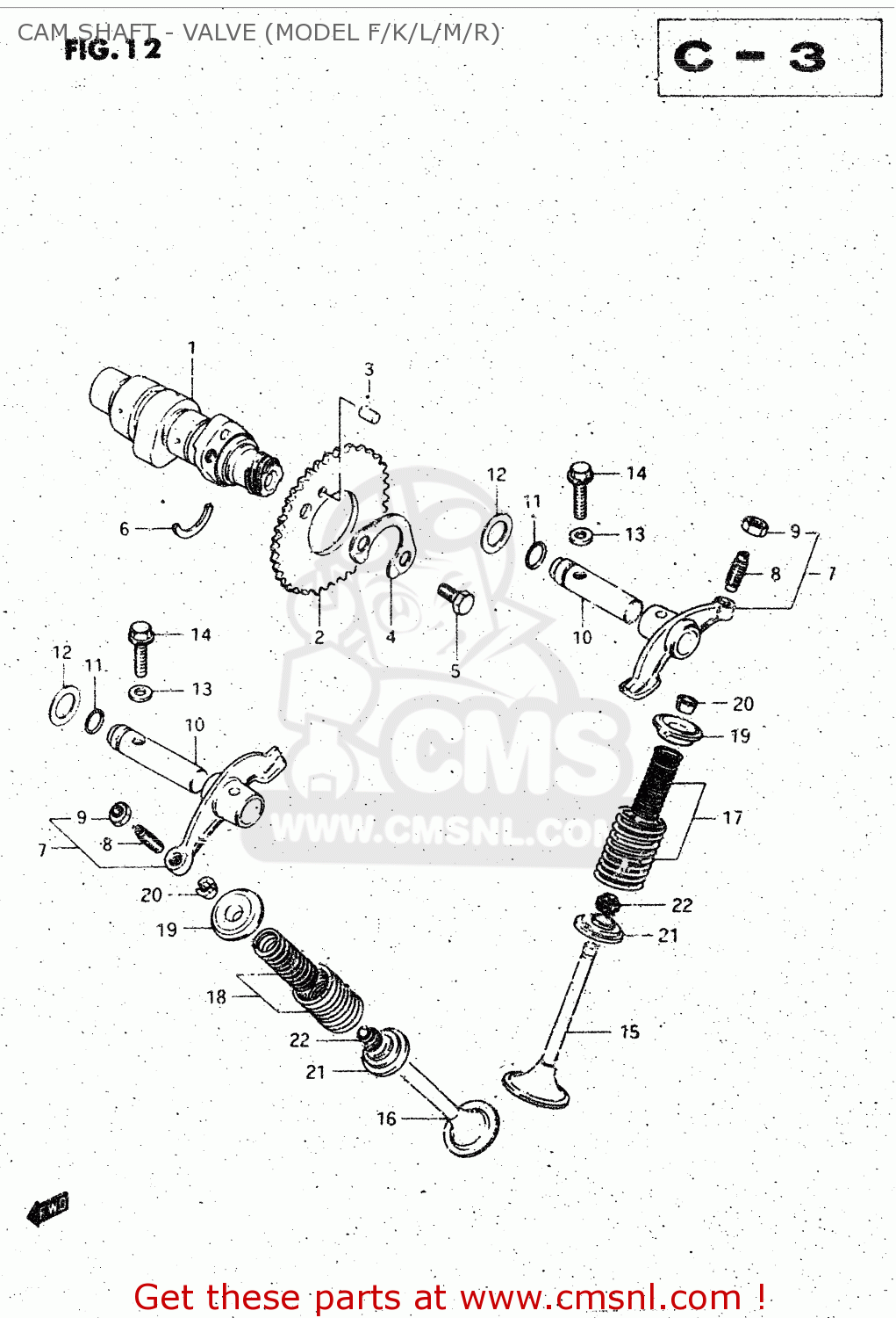 CAM SHAFT - VALVE (MODEL F/K/L/M/R) GS125 1983 (D) GENERAL EXP UNITED KINGDOM AUSTRALIA (E01 E02 E24