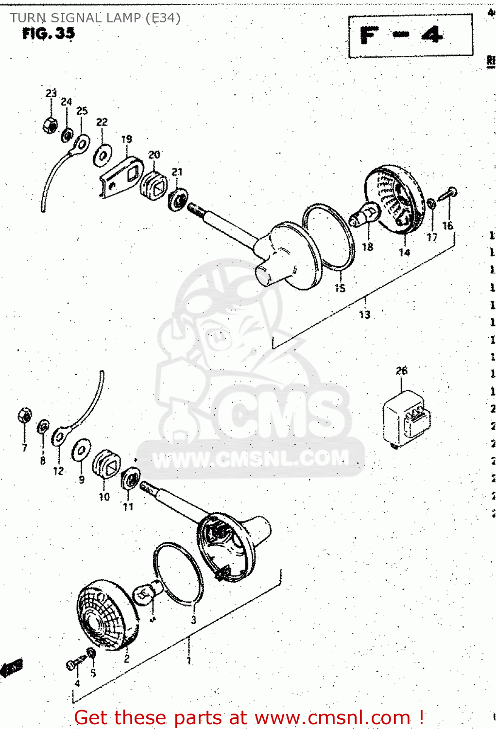 TURN SIGNAL LAMP (E34) GS125 1983 (D) GENERAL EXP UNITED KINGDOM AUSTRALIA (E01 E02 E24