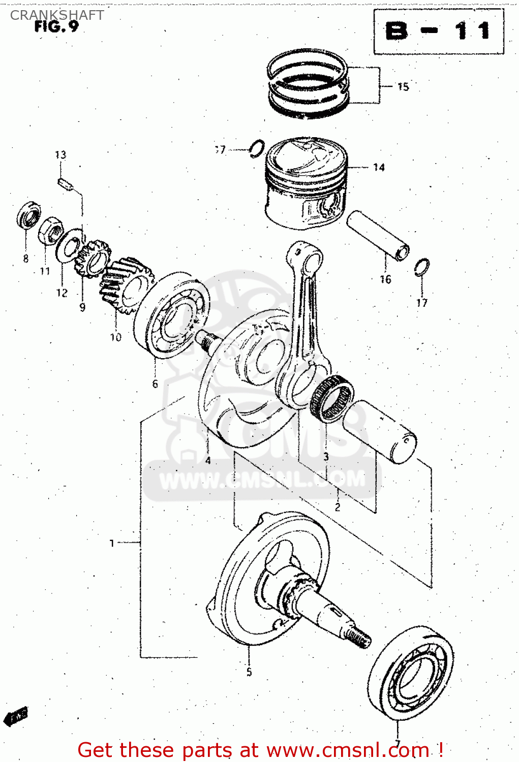 CRANKSHAFT GS125 1983 (D) GENERAL EXP UNITED KINGDOM AUSTRALIA (E01 E02 E24