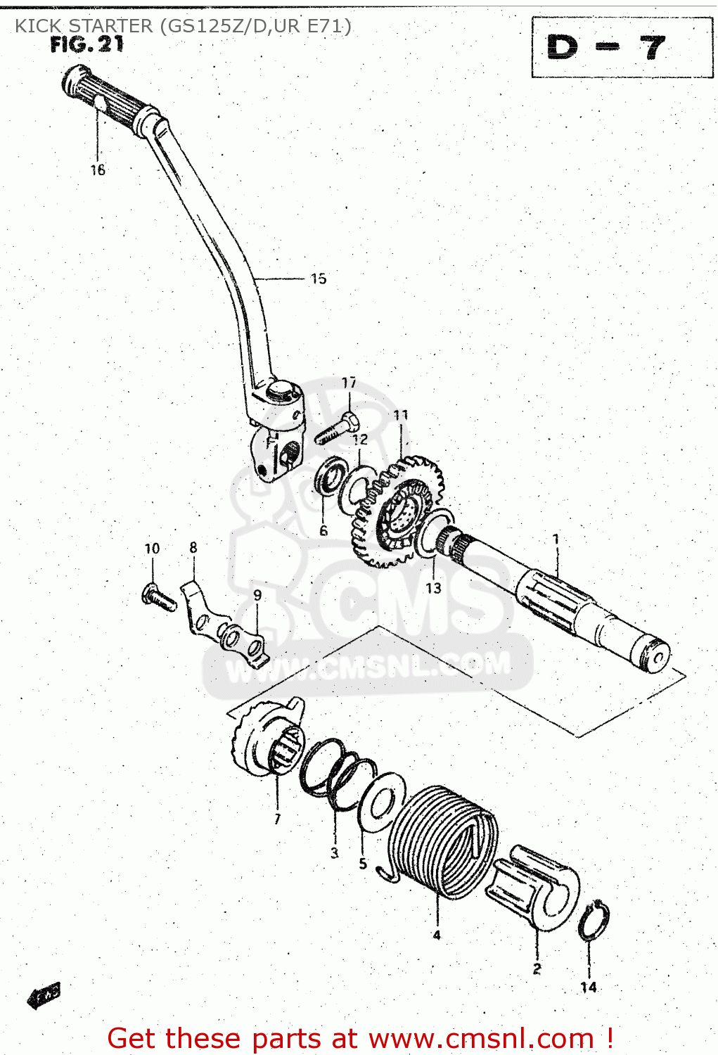 KICK STARTER (GS125Z/D,UR E71) GS125E 1982 (Z) SWEDEN (E17)