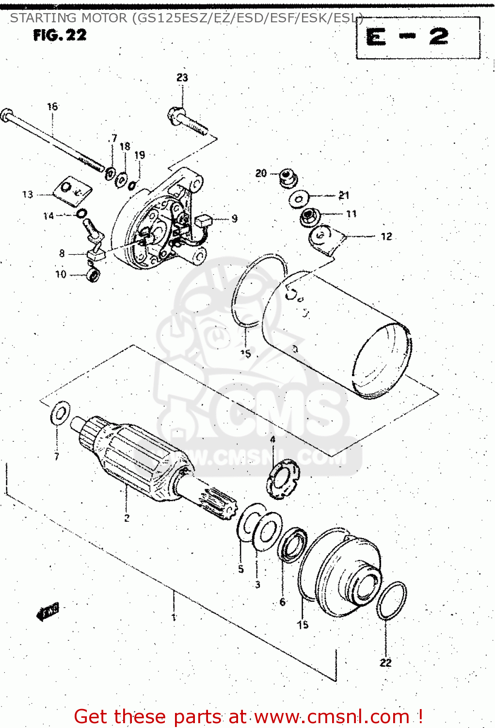 STARTING MOTOR (GS125ESZ/EZ/ESD/ESF/ESK/ESL) GS125E 1982 (Z) SWEDEN (E17)