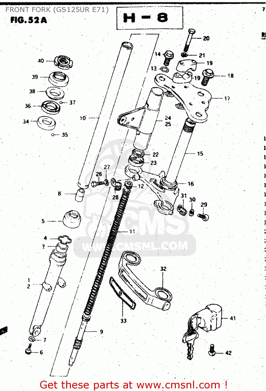 FRONT FORK (GS125UR E71) GS125E 1982 (Z) SWEDEN (E17)