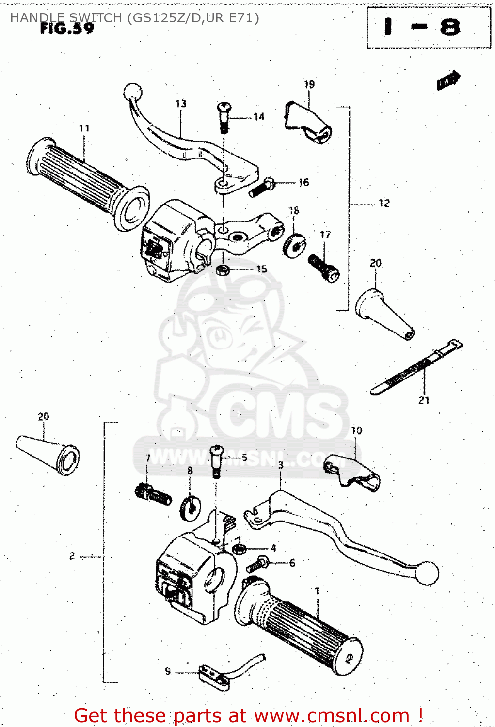 HANDLE SWITCH (GS125Z/D,UR E71) GS125E 1982 (Z) SWEDEN (E17)