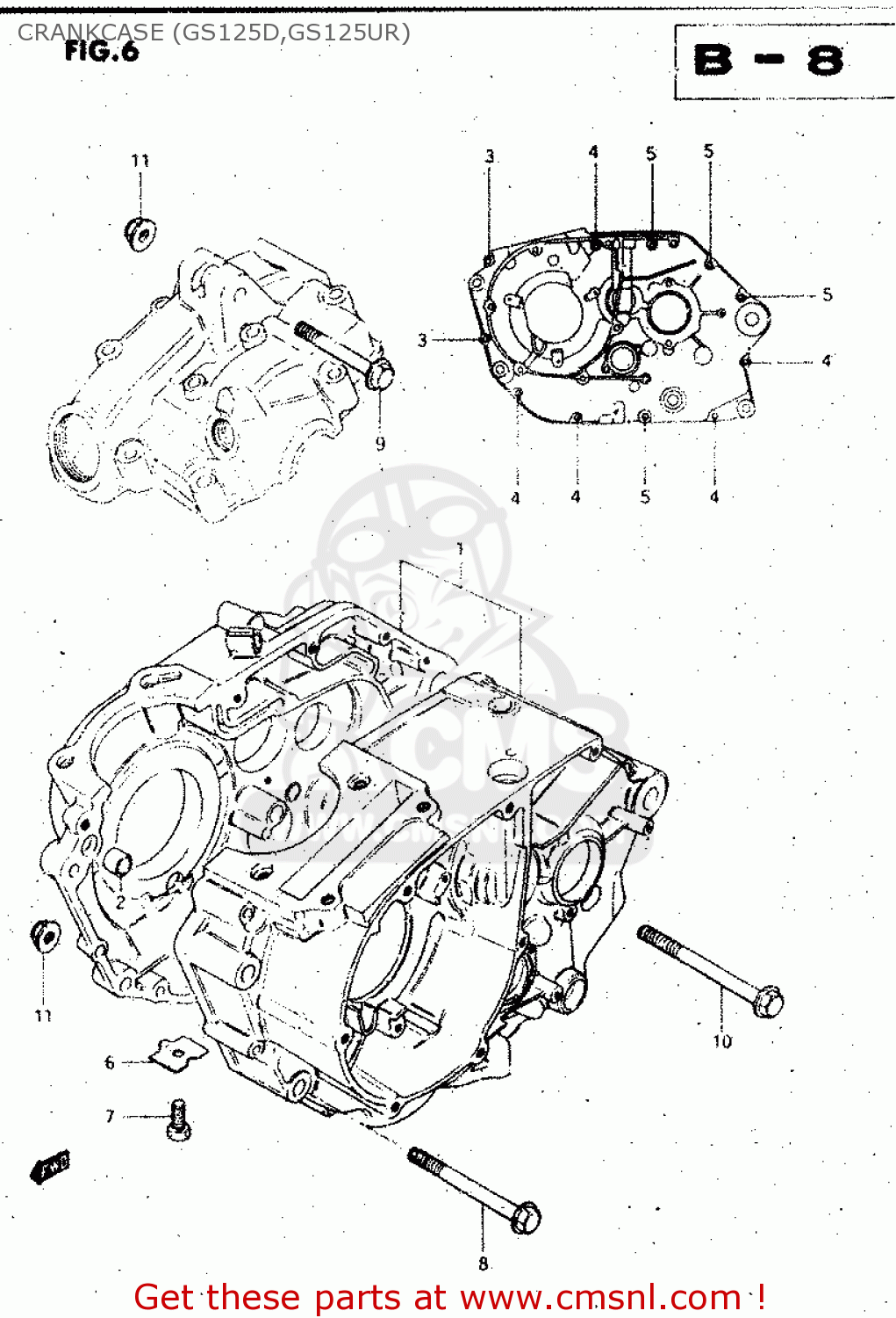 CRANKCASE (GS125D,GS125UR) GS125E 1982 (Z) SWEDEN (E17)